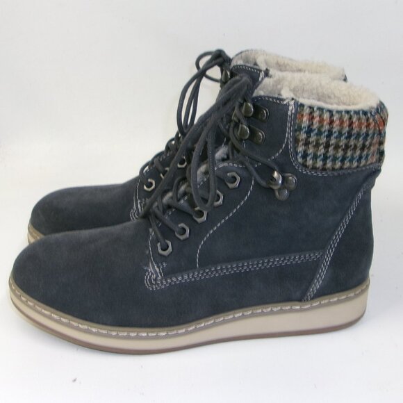 White Mountain Theo Gray‎ Suede Leather Faux Fur Winter Boots Bootie 6.5 - Picture 1 of 5